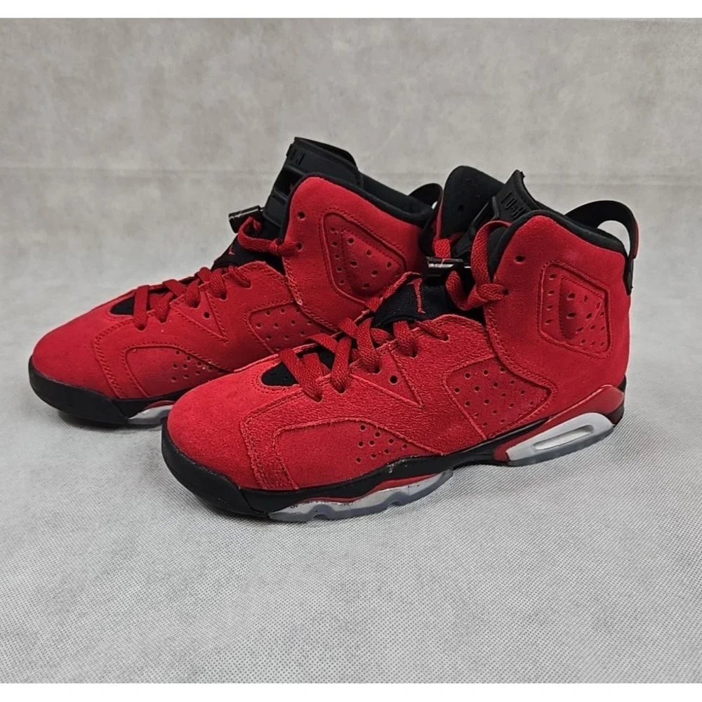 Nike Air Jordan 6 Retro Shoes Boys Size 7 Womens 8.5 Toro Bravo‎ Red Sneakers